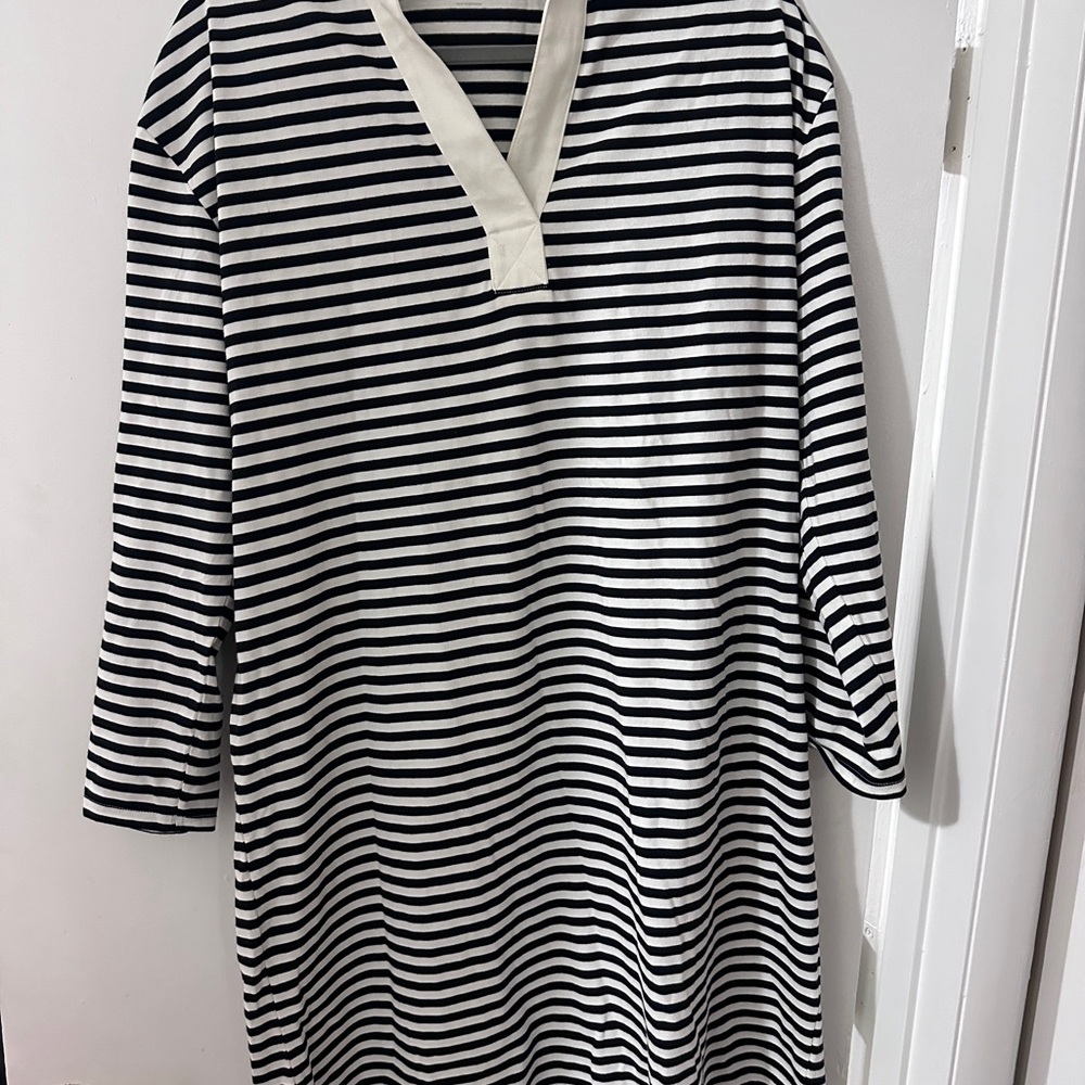 Lands’ End Striped V-Neck Tunic Dress
